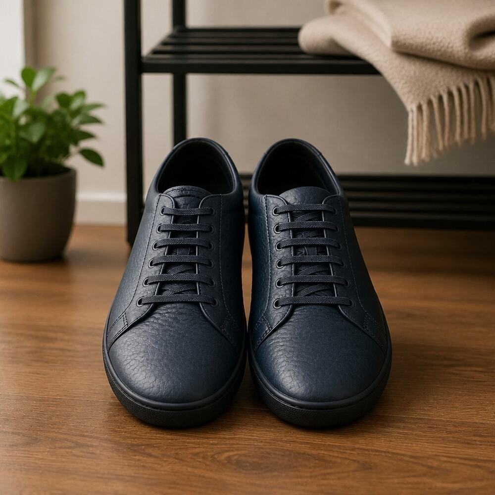 Birchbury Bramford Men's Leather Minimalist Lace-Up Sneakers Blue US 9 EU 41